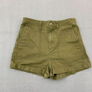 Madewell Camp Shorts Size Small Olive Green Elastic Waistband Stretch 2" Inseam